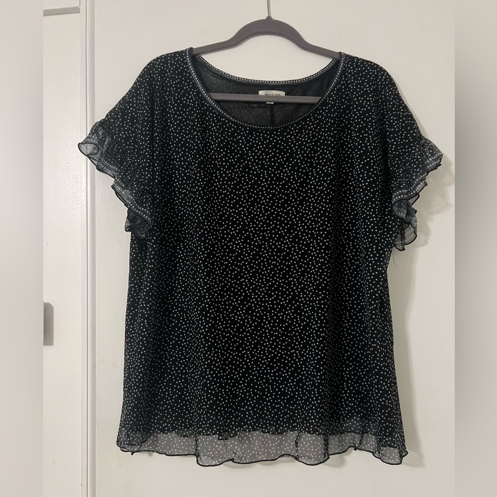 Max Studio Black Polka Dot Women's Top size 2X (W109)
